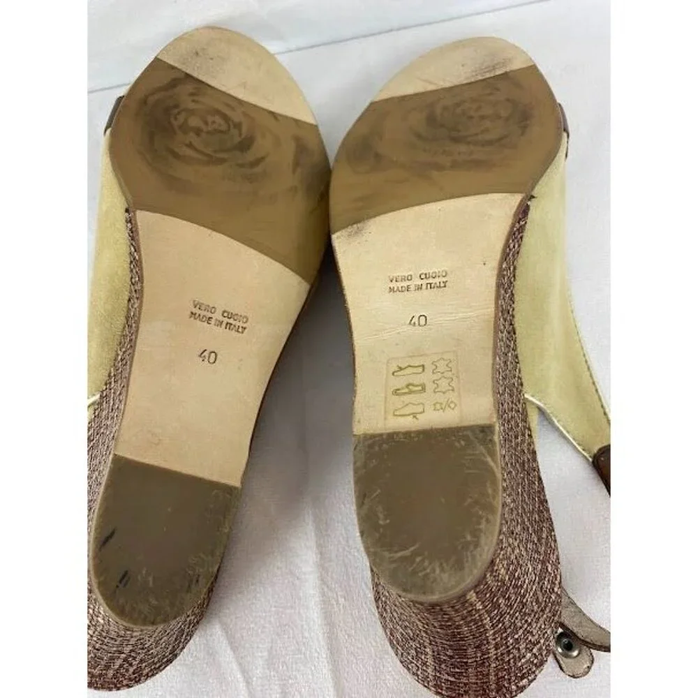 Taryan Rose Wedge Sling Back Heels Made in Italy Women's Size 40 - Picture 5 of 6